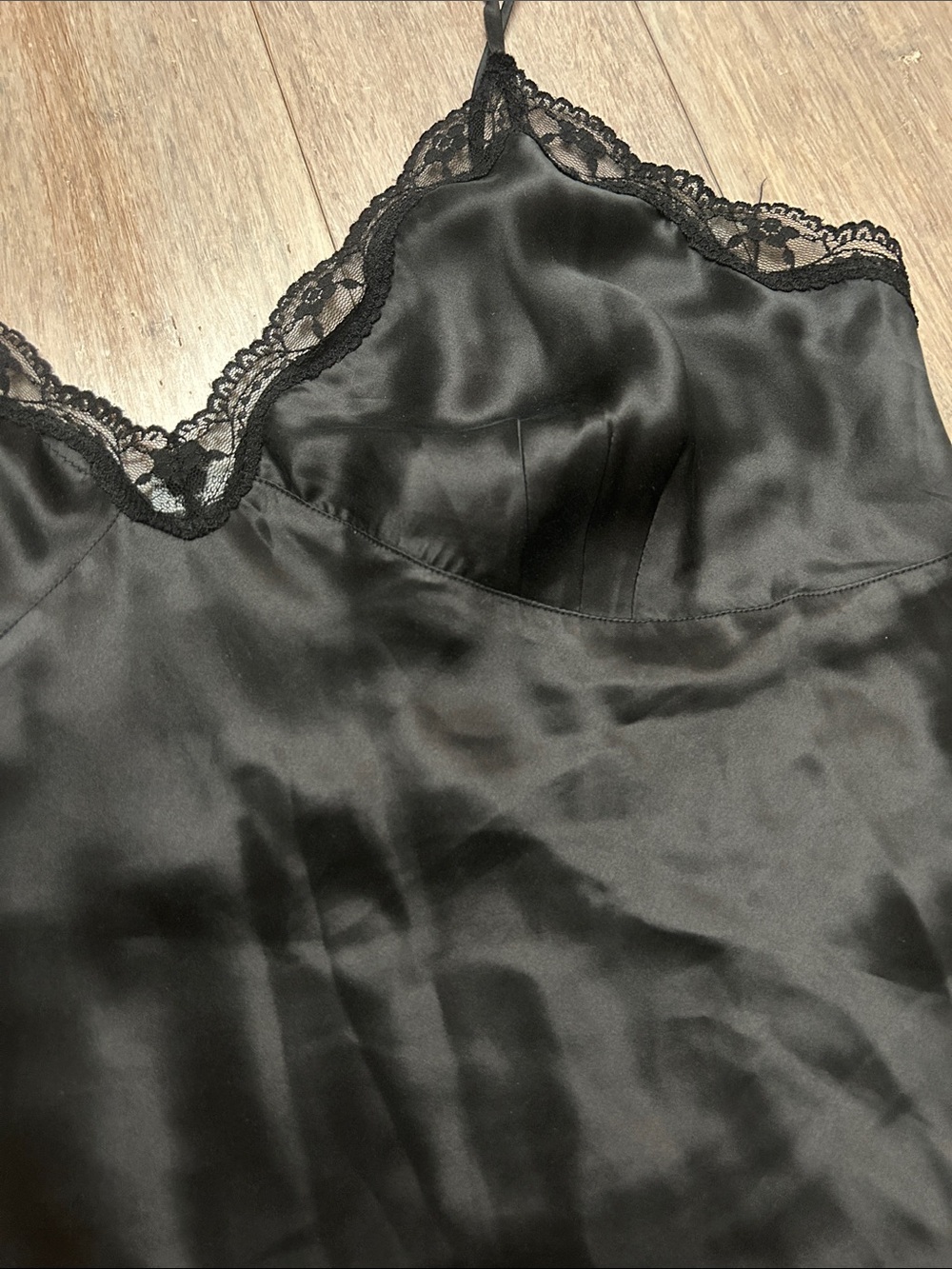 VTG Allison Taylor Black Lace-Trim Silk Camisole Top size XL - Picture 16 of 16